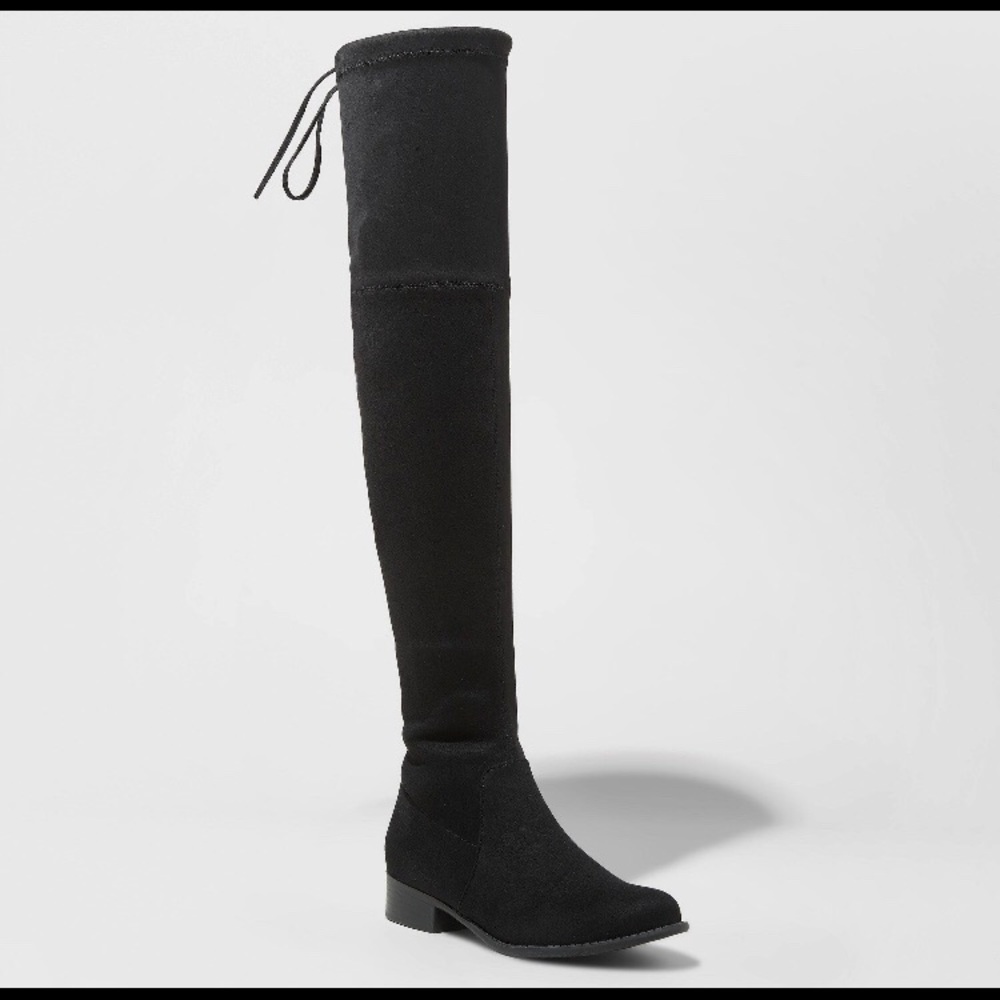 Dark grey over knee boot
